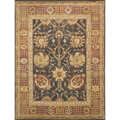 Wool Oriental Area Rug in Red/Beige/Dark Gray