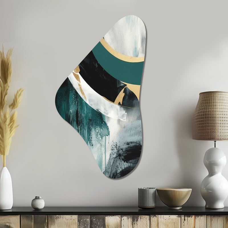 Frederick - art mural asymétrique en forme de Boomerang en marbre, H 39 po x l 21 po x P 1 po