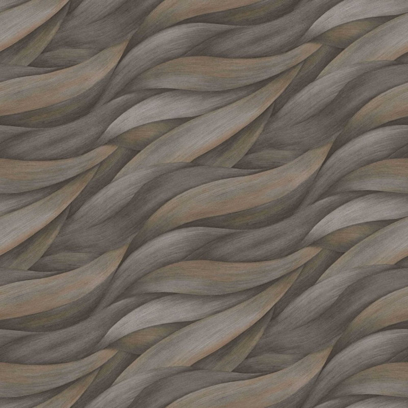 Wallpaper Abstract Featuring Waves, Brown/Gray