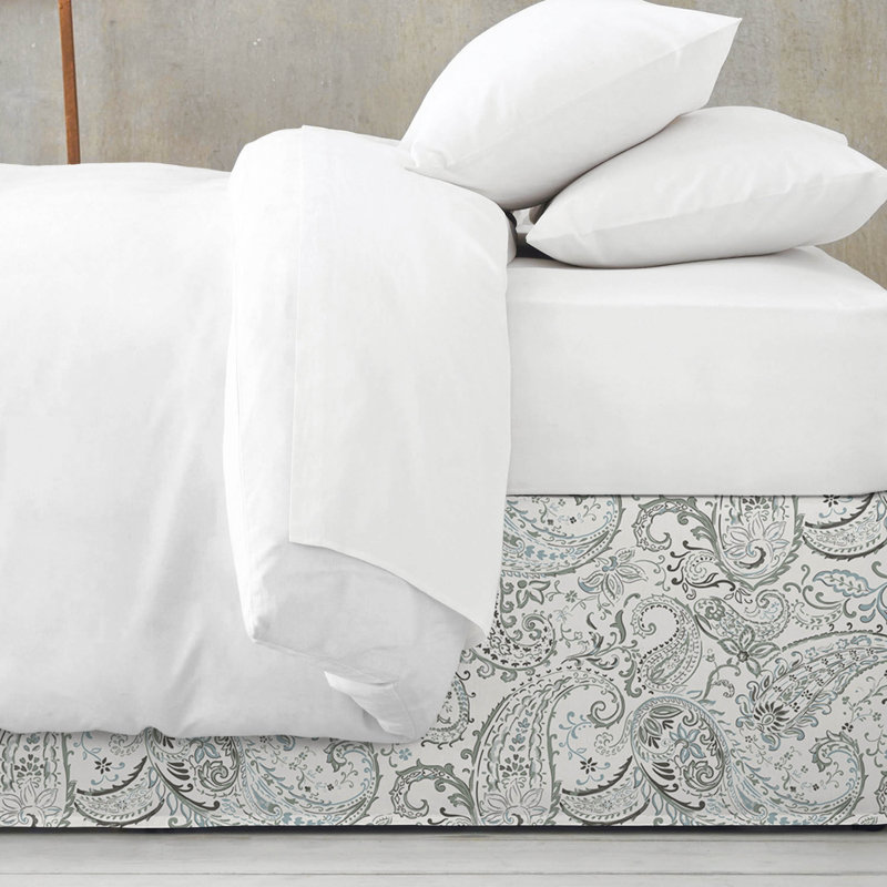 Paisley Seafoam Cotton Bedskirt, 15", Queen