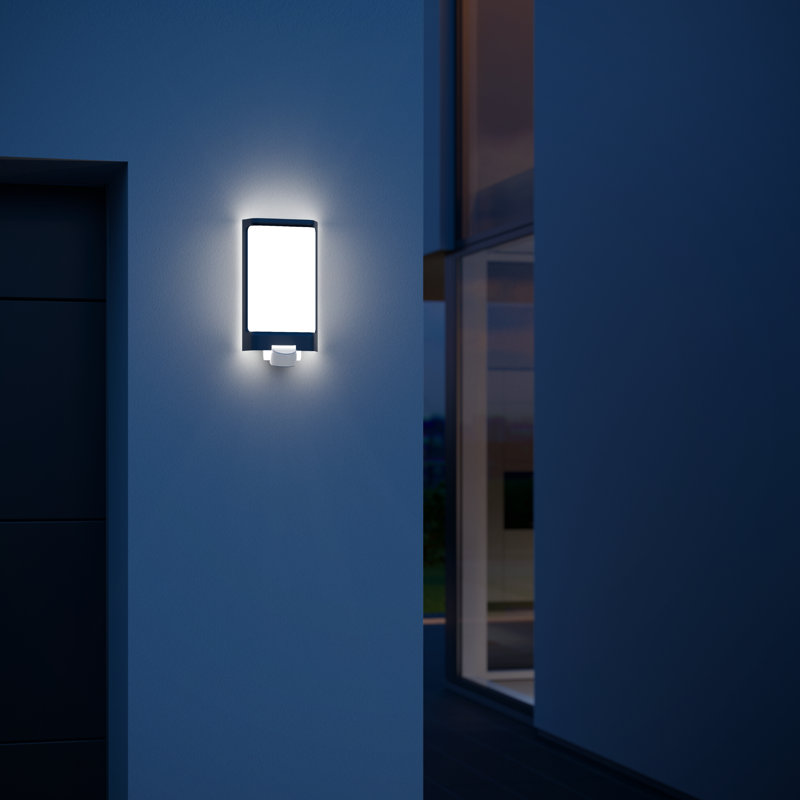 LED Outdoor Wall Light L 240 S Stainless Steel Bulkhead Light with Motion Sensor Shockproof, Anthracite