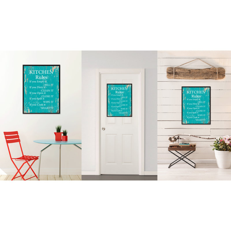 «Kitchen Rules» - Reproduction d'art textuel sur toile encadrée, H 17 po x l 13 po x P 1,13 po