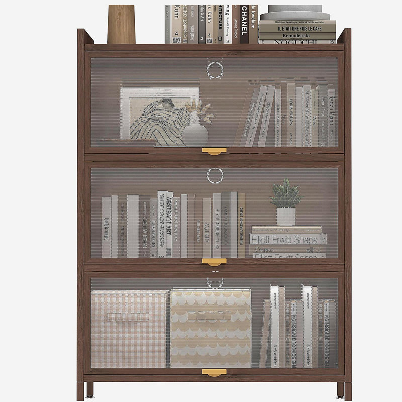 44'' Tall Metal 3 Flip Doors Cabinet, Bookcase With Storage, (3 Shelves) 44.09"H x 31.5"W x 13.8"D