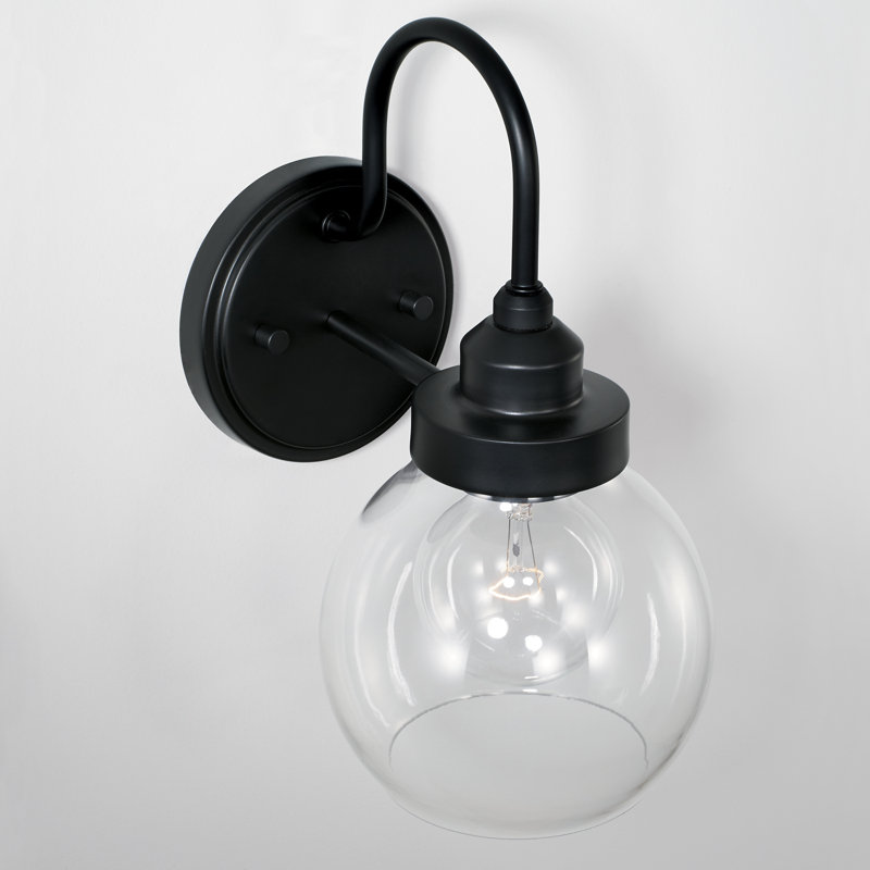 Brekke Glass Armed Sconce, Black