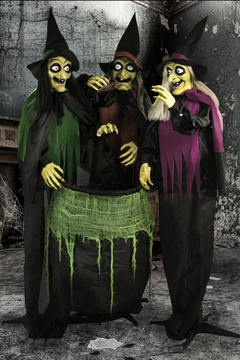 Animatronic 3 Witches with Cauldron