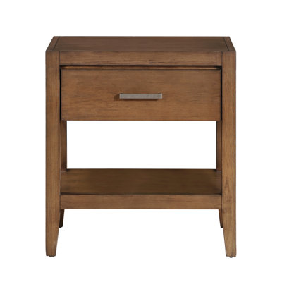 Transitional Bedroom Furniture 1Pc Nightstand Of Drawer And Open Shelf Light Brown Finish