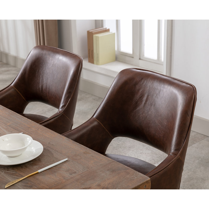 Hebah 19.5'' H Faux Leather Upholstered Armchair, Brown