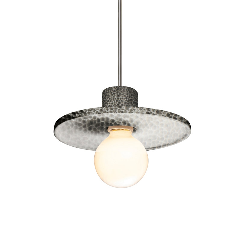 Luminaire suspendu 1 lumière Juliea, Étain martelé, Chrome poli