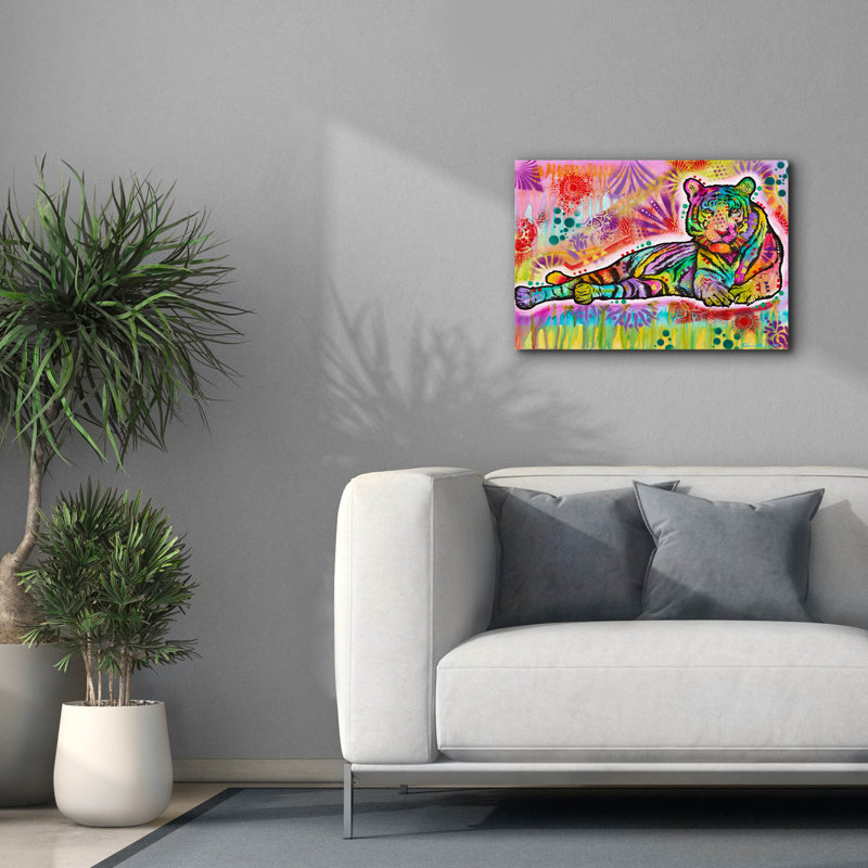 «Spiritual Tiger» par Dean Russo, art mural sur toile, H 18 po x l 26 po x P 0,75 po