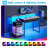 Computer Desk With Recessed Power Outlet And 2-tier Fabric Drawers,gaming Desk With Led Lights, Office Desk With Printer Storage Shelves, Reversible Desk With Monitor Shelf-47642064
