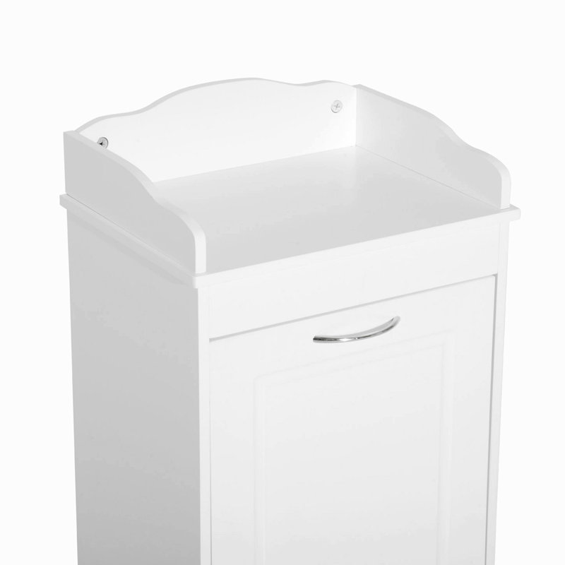 Panier à linge inclinable 31 po, armoire de rangement autoportante Quinshawn, armoire de rangement pour salle de bain, blanc
