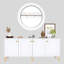 Console moderne blanche avec de nombreuses tablettes de 70,9 po x 29,5 po x 15,8 po | 100% panneau de particules enduit de mélamine, épaisseur: 0,71 pouce | Design scandinave mural pour un rangement élégant dans la maison et le bureau-1065751313