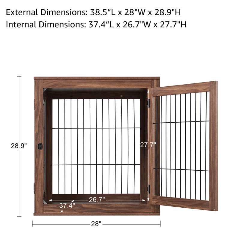 Caisse pour animaux Gelinas, Grand (H 28,9 po x l 28 po x P 38,5 po), Noyer