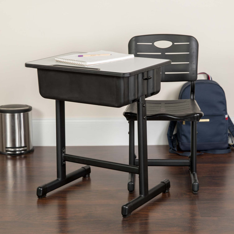 Goddard Adjustable Height Student Desk and Chair with Pedestal Frame