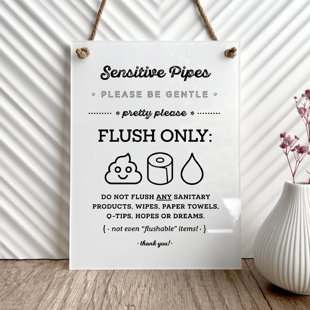 Flush Only Toilet Paper, Pee & Poo Cute Emoji Bathroom Sign