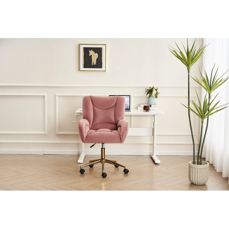 Chaise de bureau pivotante 360, Rose, Velours