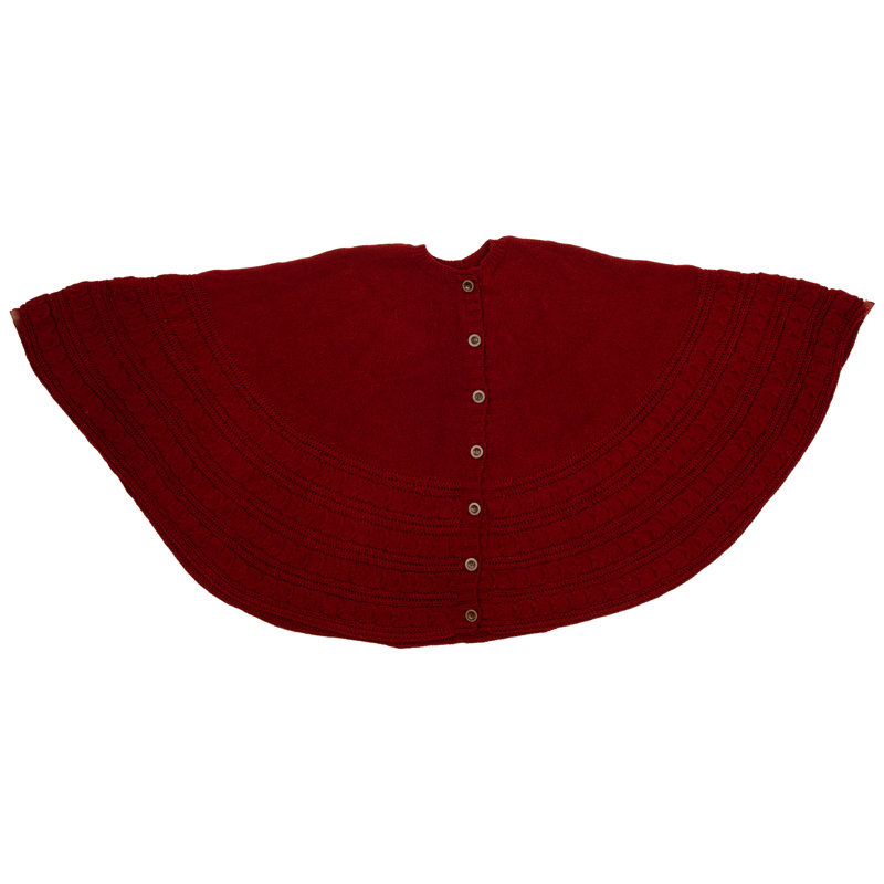 Jupe d'arbre tricotée avec boutons - rouge, 72"