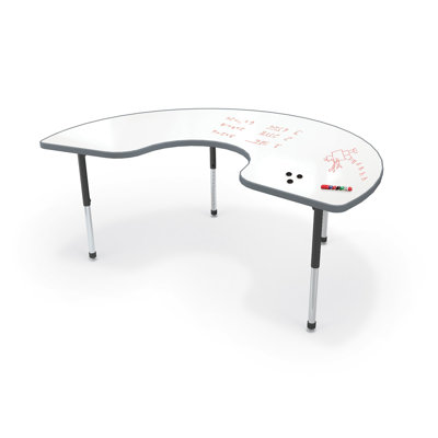Hierarchy Kidney Table Porcelain  Steel Dry Erase Top Platinum Legs