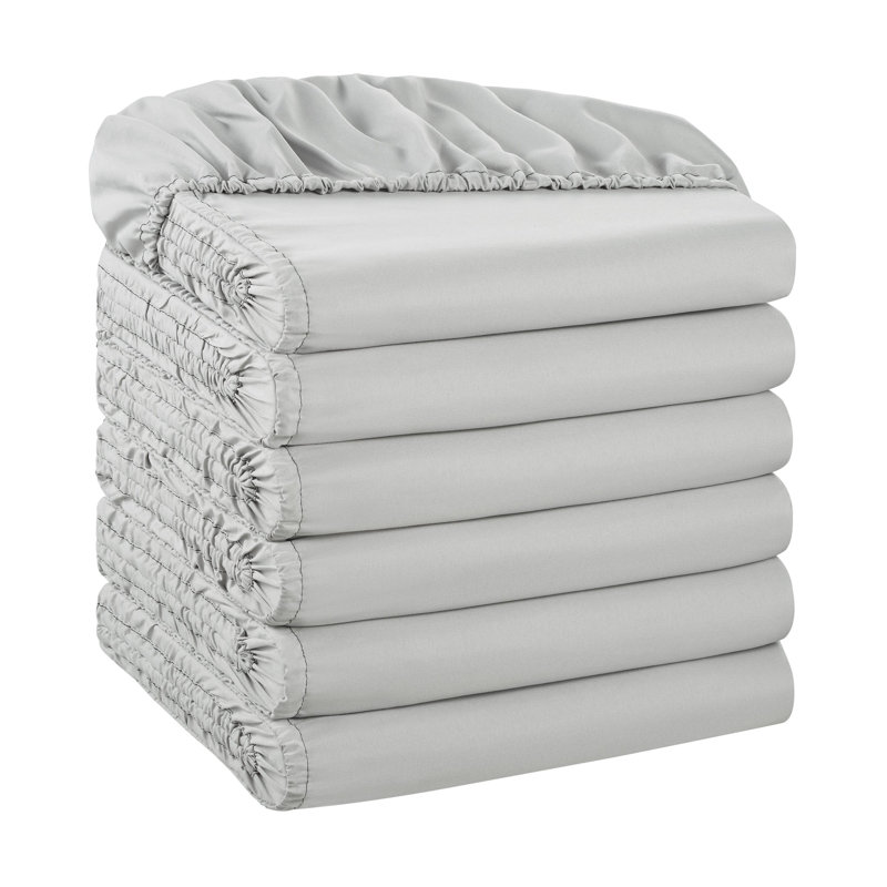 Host & Home Soft Brushed Hypoallergenic Microfiber Fitted Sheets - Pack of 6, Twin Fitted Sheet, Gray
