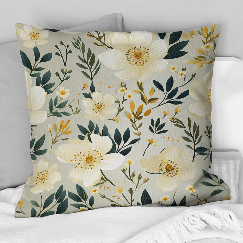 Coussin Playful Poppy Blossom Radiance I - imprimé floral, H 16 po x l 16 po