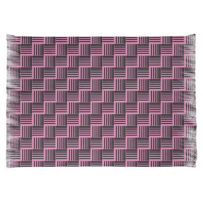 Tapis rose/noir à rayures basketweave