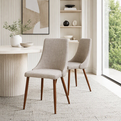 Mid-Century Modern Armless Dining Chair with Curved Back