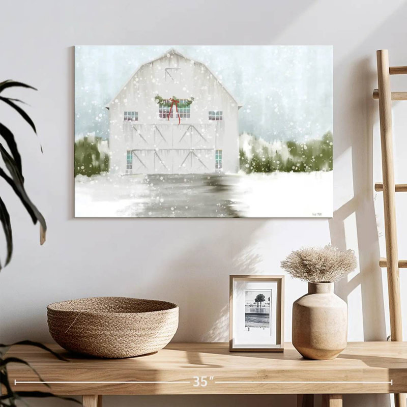 Lilie White Christmas Barn, 16" H x 24" W