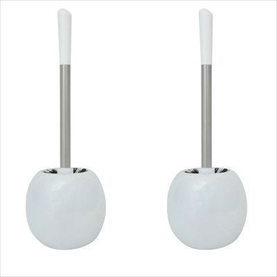 Paquet de 2 brosses de toilette en céramique pour salle de bain et support Bath Bliss