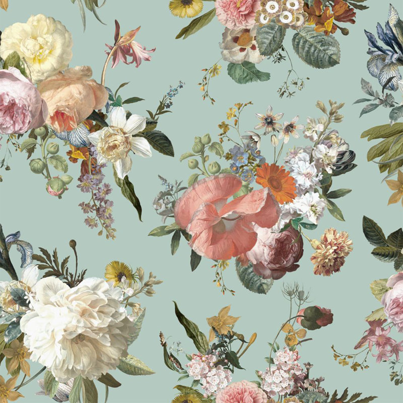 Double rouleau floral Taniusa, Turquoise