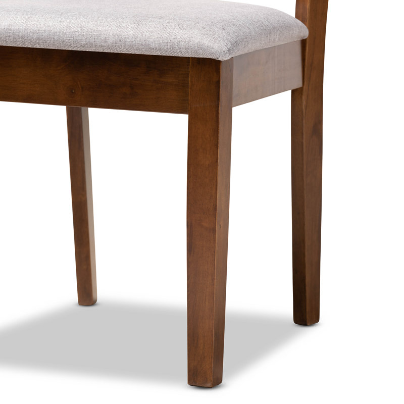 Haisten 6-Pc Dining Set in Grey Fabric and Walnut Finished Wood, 37.4'' H X 17.7'' W X 20.5'' D, Walnut
