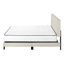 Lit, grand lit, tapissier, aspect lin beige, pieds en bois noir, transitionnel