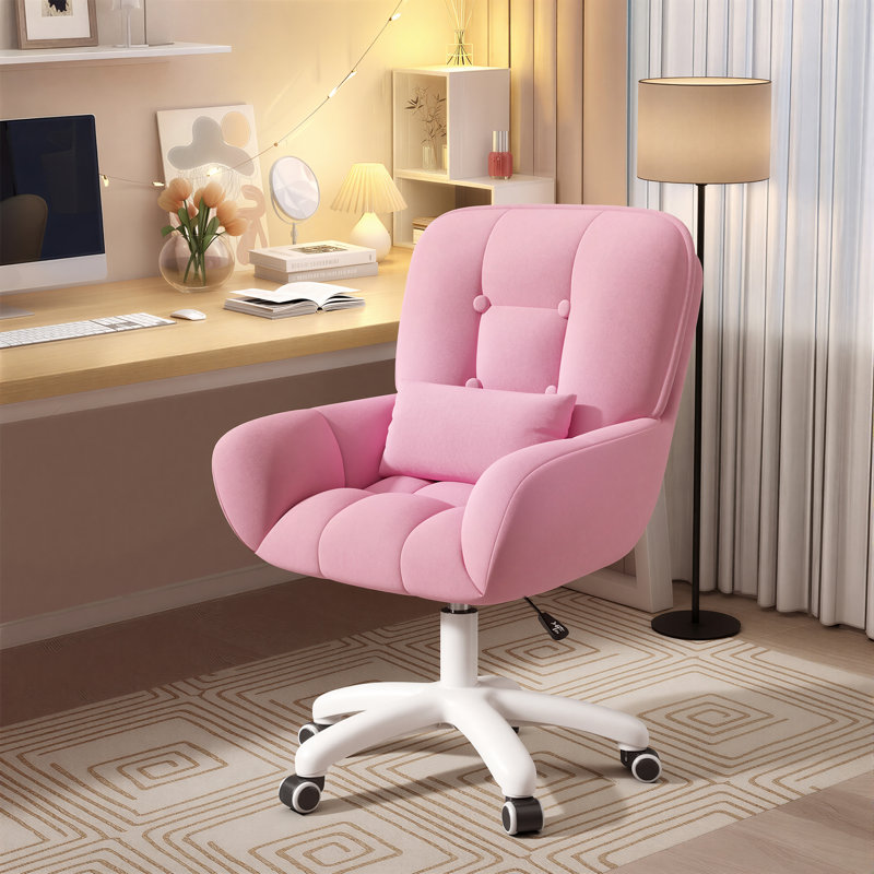 Velvet Office Chair, Pink, Black