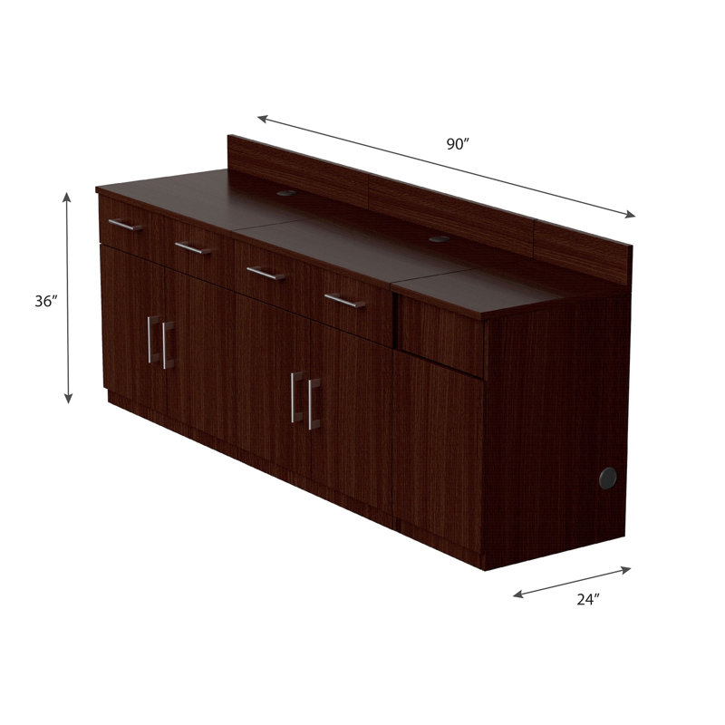 Armoire de rangement pour salle de pause de bureau avec poubelle - Armoire de base pour station de café commerciale entièrement assemblée - l 90 po x P 24 po x H 36 po