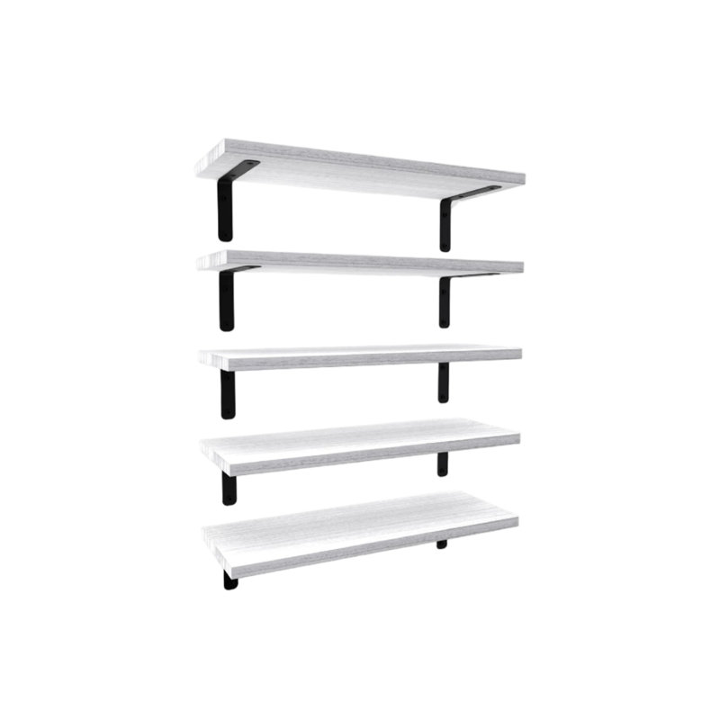 Solid Wood Small Wall Shelves, White Wood Floating Shelves Set of 5 for Bedroom Storage
