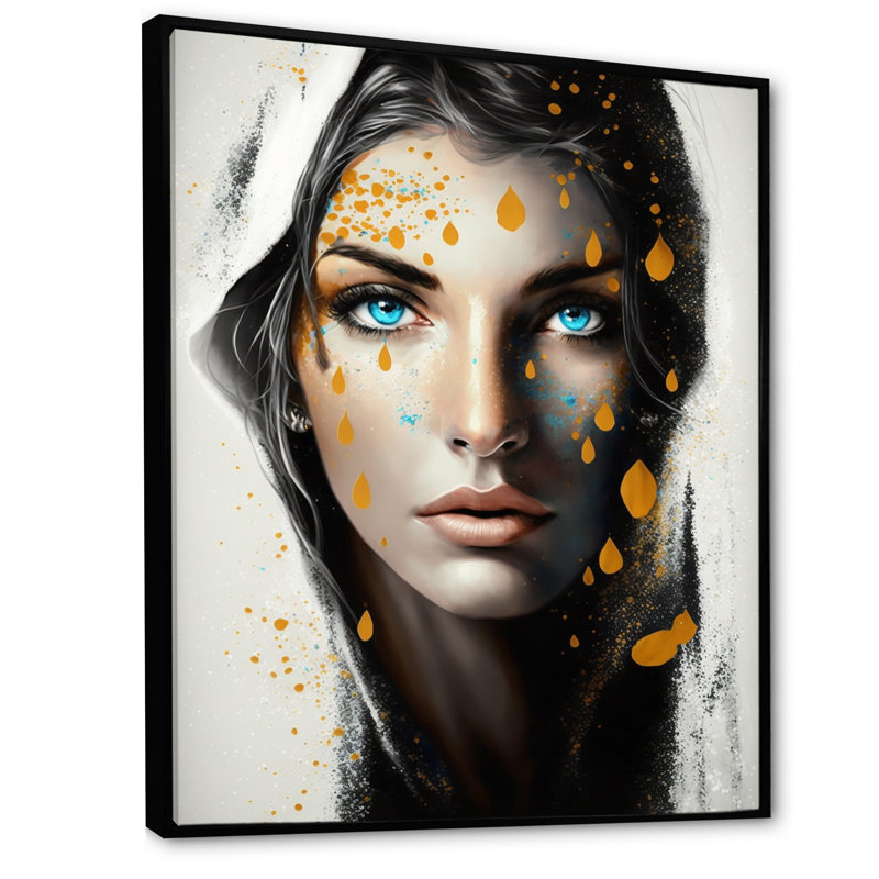 Féroces yeux bleus féminins I, H 20 po x l 12 po x P 1 po, Toile avec cadre flottant noir