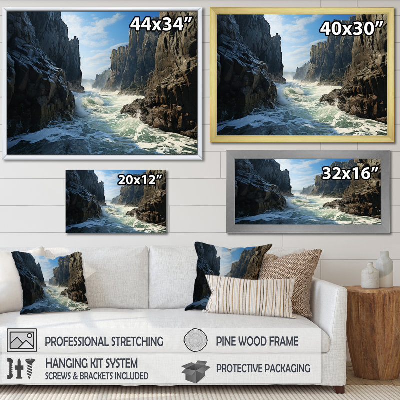 Coastal Majesty II, reproduction d'art sur toile, H 34 po x l 44 po x P 1,5 po, Cadre photo argenté