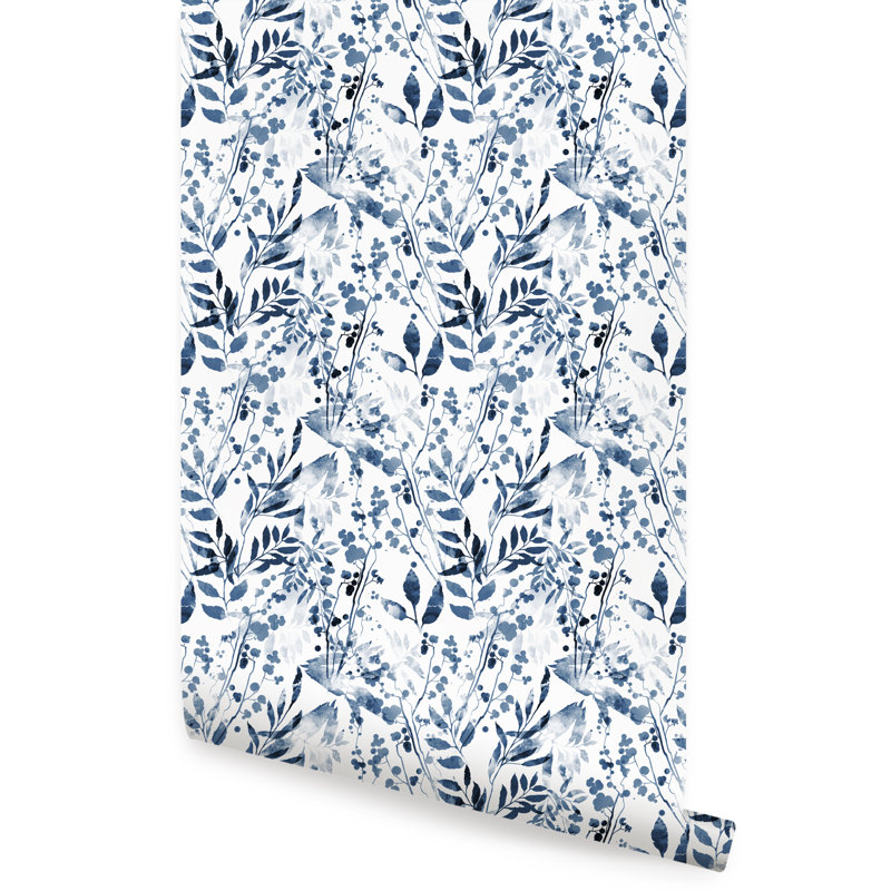 Panneau de papier peint auto-adhésif, L 2 pi x H 18 pi, Indigo