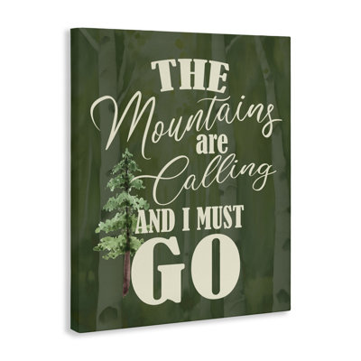 Mountains Calling Forest Green Canvas, design by Kim Allen