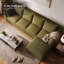 Canapé 4 places en lin vert avec pouf, ensemble de canapés rembourrés extra larges