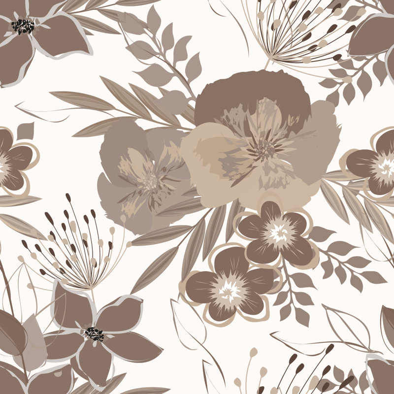 Panneau de papier peint floral pré-collé, L 10,4 pi x l 125 po