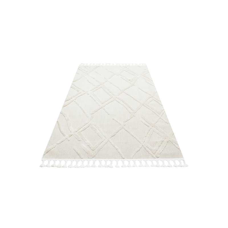 Tapis géométrique en polyester tissé à la machine Raglen, Tapis de couloir 2 pi 7 po x 9 pi 10 po