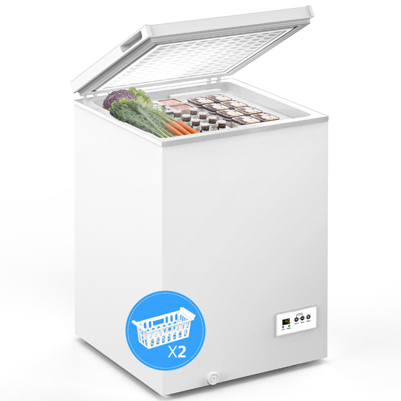 3.5 Cu. Ft Chest Freezer, Ultra-Low Temperature (-40°F-12°F), Small Deep Freezer with Removable Basket Free Standing Top open Door Perfect for Home Dorm, Office,Bar, Kitchen White