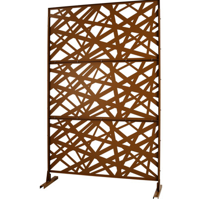 Écran d'intimité extérieur et intérieur en métal H 76 po x l 48 po, écran d'intimité décoratif autoportant pour terrasse de balcon, panneaux de clôture d'intimité pour jardin extérieur PS117 BRUN