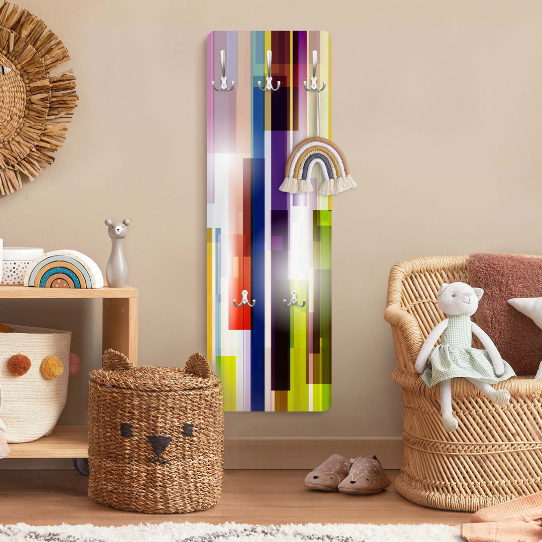 Pina 5 - Hook Wall Mounted Coat Rack in Green/Purple