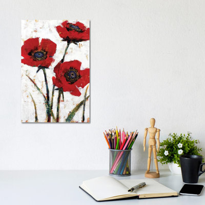 Red Poppy Fresco II by Tim OToole - No Frame Gallery-Wrapped Canvas Giclée on Canvas