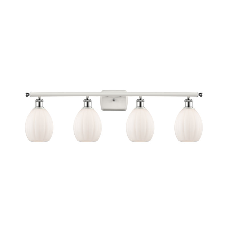Éclairage pour meuble-lavabo 4 lumières Fleury, Blanc mat, Blanc et chrome poli, Incandescent