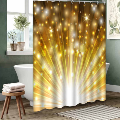 Rideau de douche imperméable doré, rideaux de douche pour la salle de bain avec 12 crochets