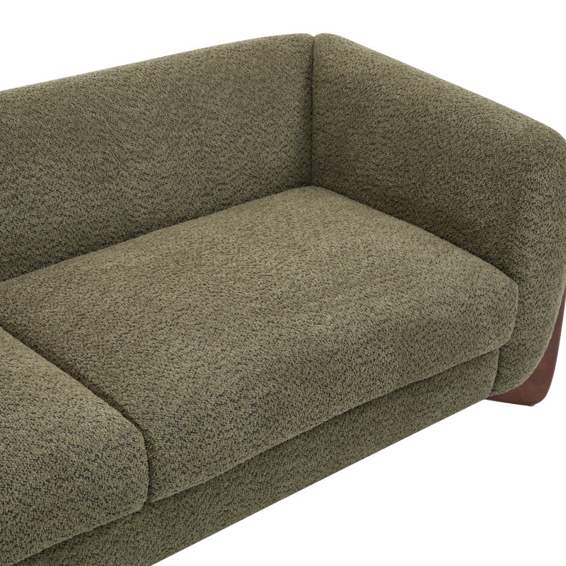 Canapé Rhudine Boucle, H 27 po x l 82,75 po x P 32 po, 3, Vert olive