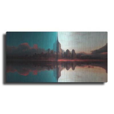 Luxe Metal Art 'Day And Night New York' by Ann Klee Metal Wall Art, 24" x 12"