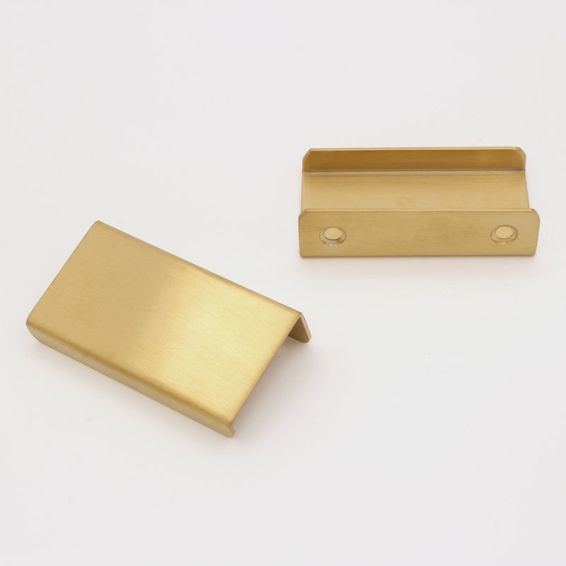 Brushed Gold Stainless Steel Modern Finger Pull with Mounting Hardware